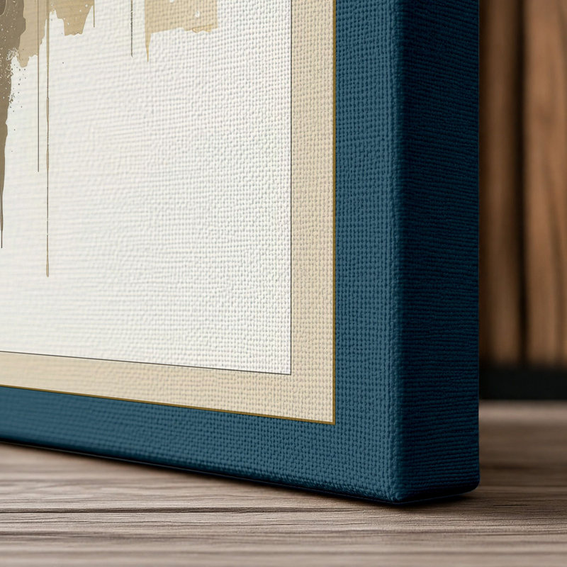 Bear Dissolving Japandi - Wrapped Canvas, 30x20 - 76.2 x 50.8 cm, Teal Border