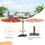 Parasol de patio en porte-à-faux octogonal à éclairage décalé à DEL de 11 pi Deaijah avec contrepoids inclus, parasol d'extérieur à suspendre avec manivelle, protection contre les rayons UV toutes saisons pour terrasse de jardin-431877131