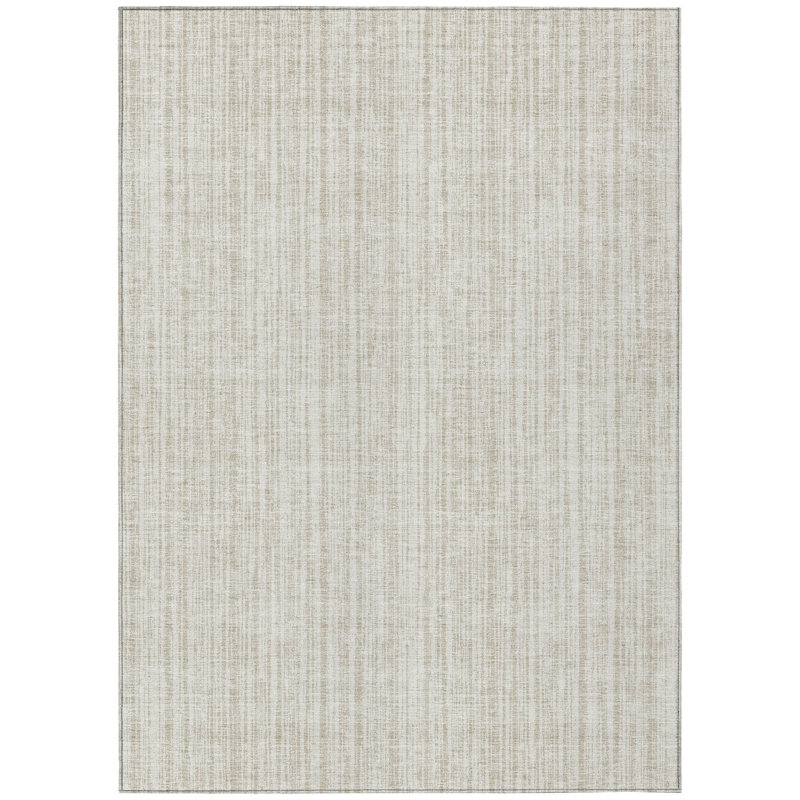 Tapis extérieur lavable rayé ivoire et beige 10 pi x 14 pi