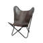 Fauteuil papillon en cuir brun foncé