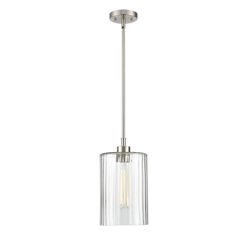 Luminaire suspendu cylindrique à 1 lumière Dariyelle, Nickel brossé
