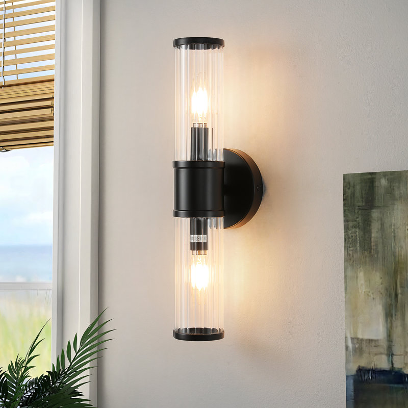 Black Wall Sconce Set of tow Modern Bathroom Vanity Light Fixture (E12 Bulbs Excluded), Black