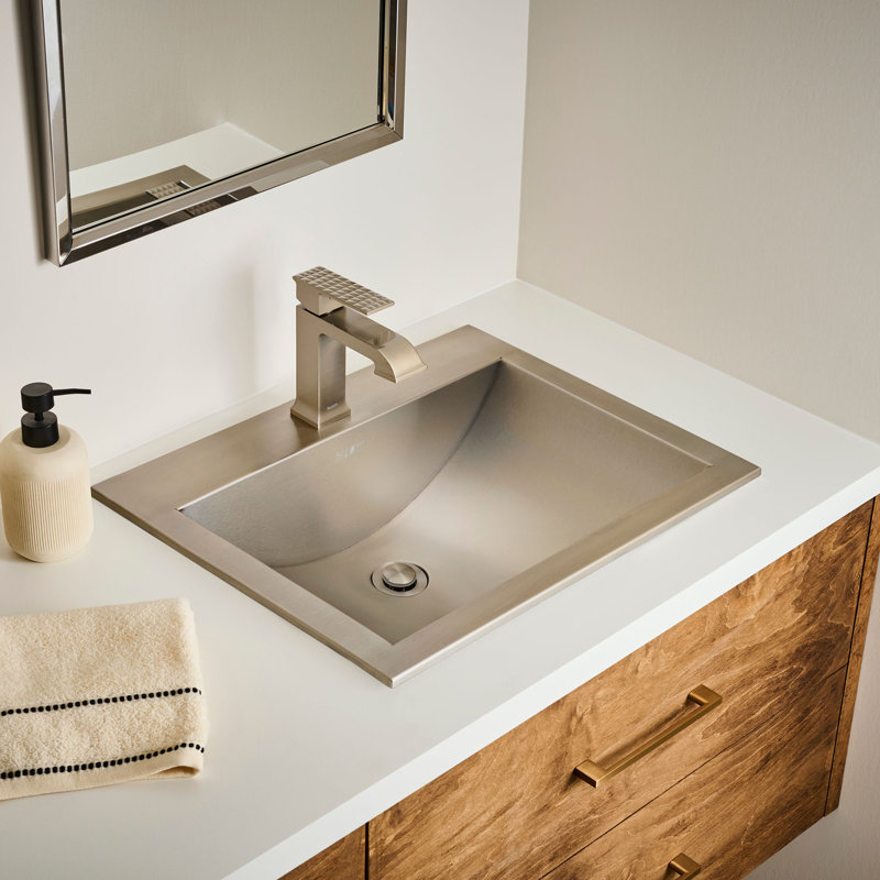 Ruvati 21 x 17 inch Drop-in Topmount Bathroom Sink Stainless Steel, Stainless Steel