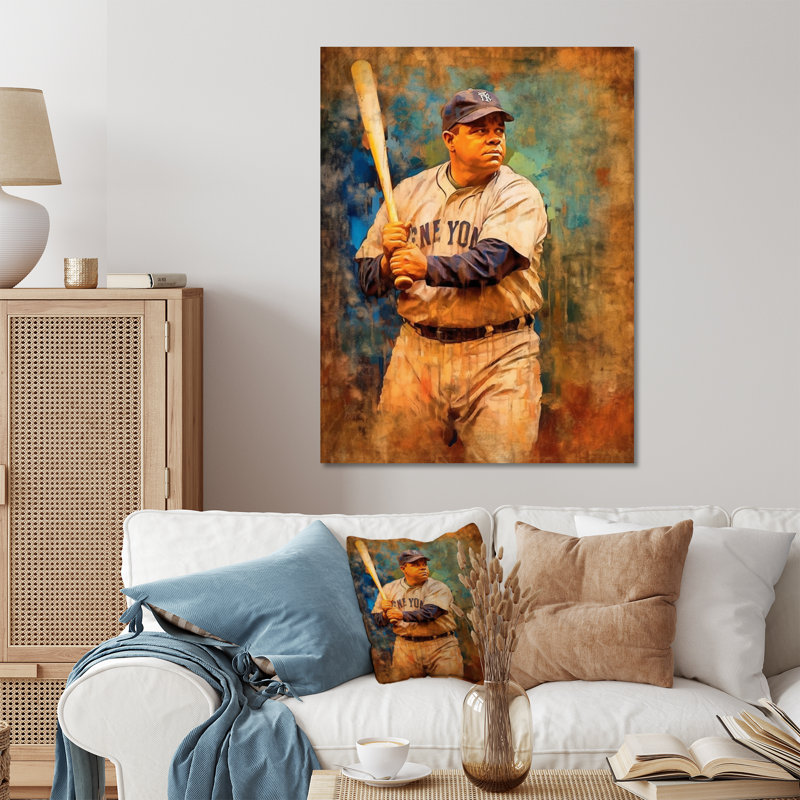 Gloire de baseball rétro sur métal, H 40 po x l 30 po