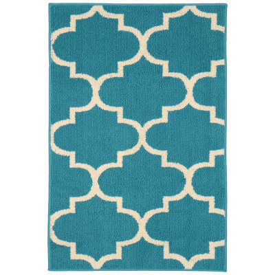 Boody Geometric Tufted Teal/Ivory Area Rug
