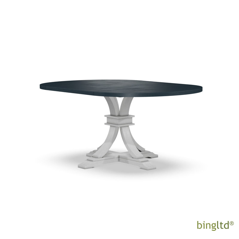 Ladislav Extendable Round Dining Table, Denim/Chalk