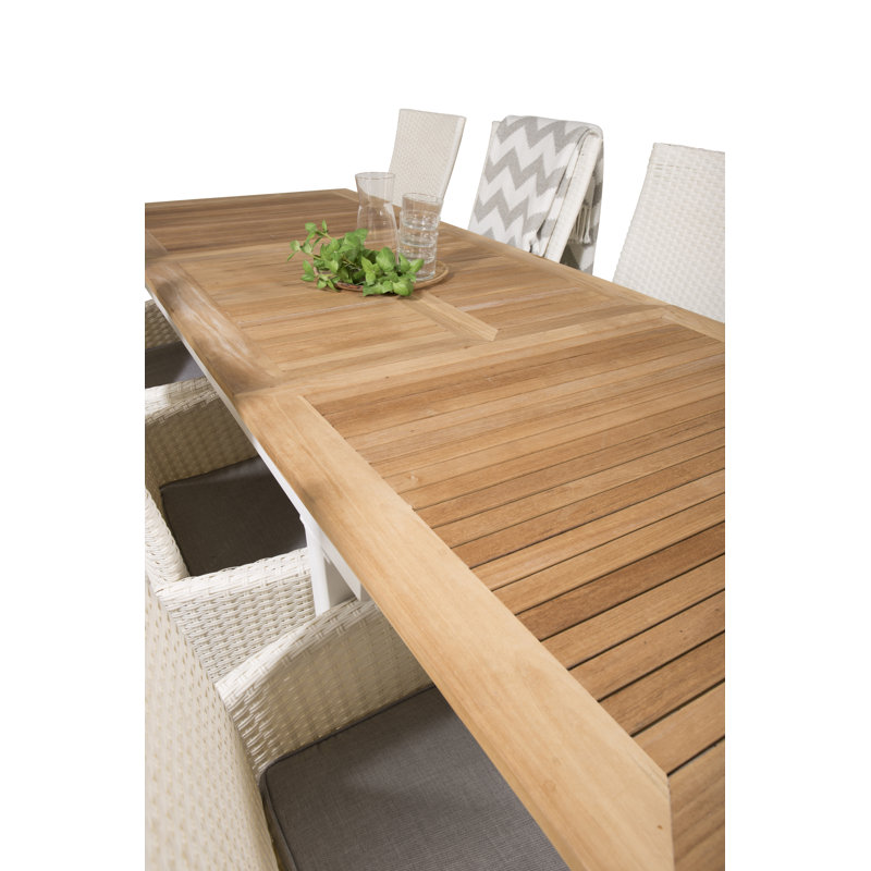 Navya 8 - Person Patio Dining Set with Extendable Rectangular Table , Cushions Included