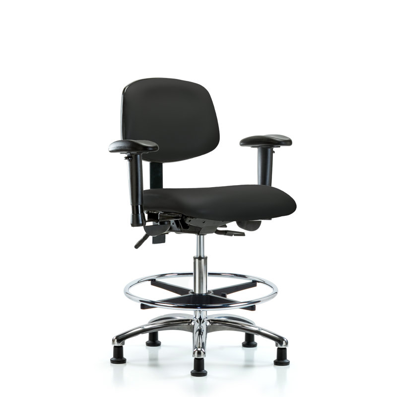 Aliya Vinyl Drafting Chair, Black, Glides, Included