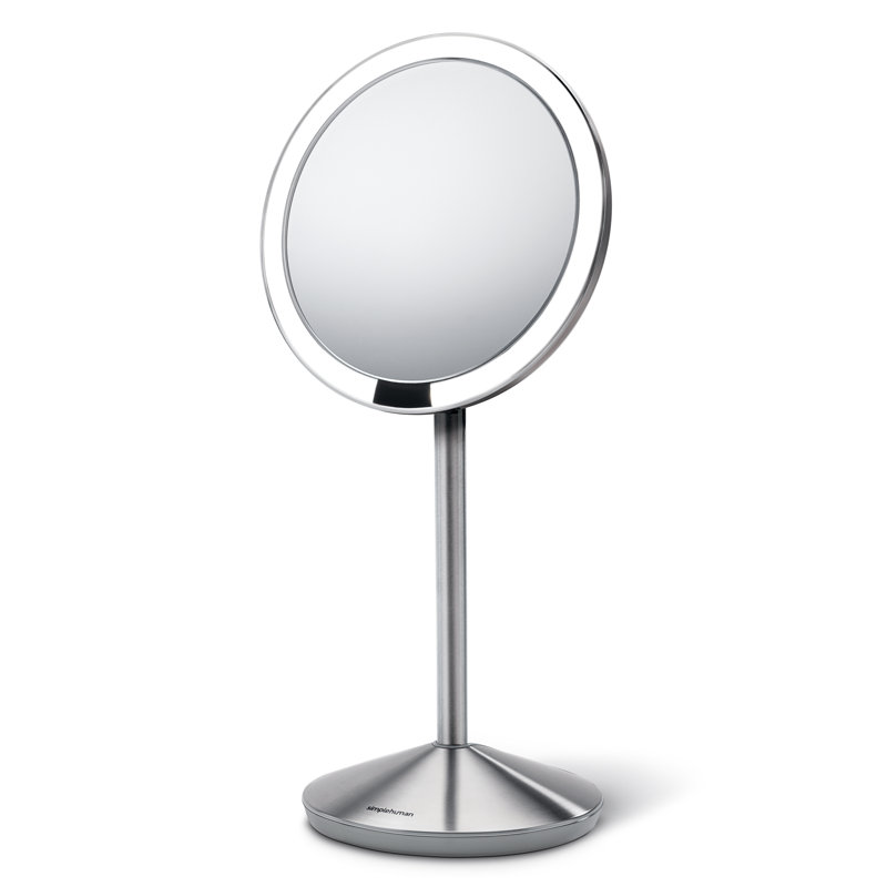 Simplehuman 5" Round Rechargeable Mini Travel Sensor Makeup Mirror, 10x Magnification