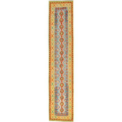 Lyndy Multicolored Tribal Kilim & Sumak 3X13'5 Handmade Oriental Runner Rug