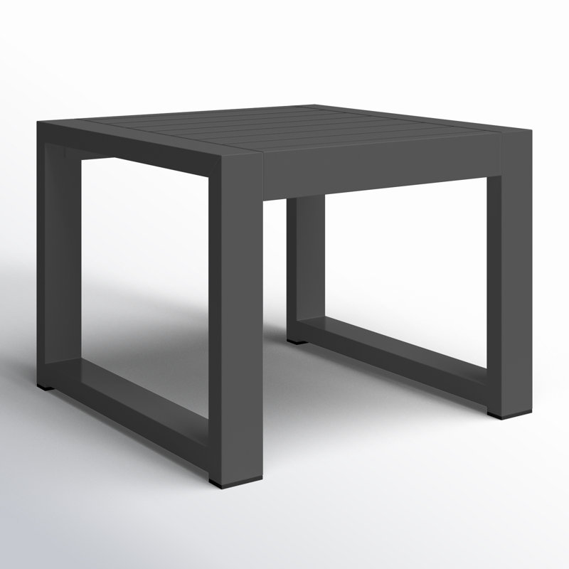 Hoyt 20.48” Outdoor Aluminum End Table, Silver Gray