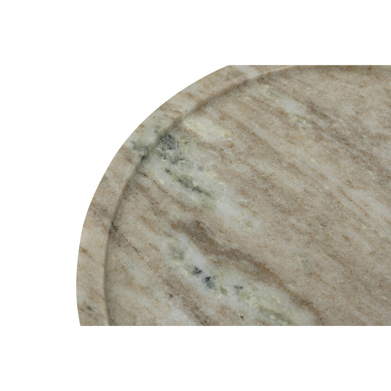 D10" Round Marble Tray With Natural Gray Finish