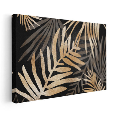 Glam Leaves Black Gold 3 - reproduction d'art sur toile