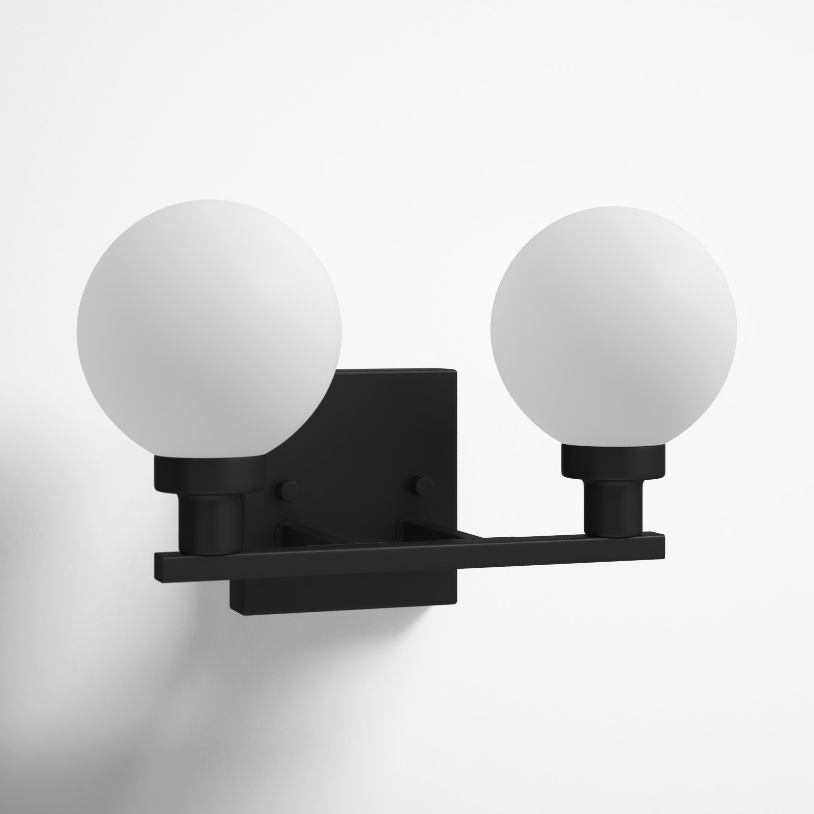 2 Light Frosted Dimmable Vanity Light, Midnight Black