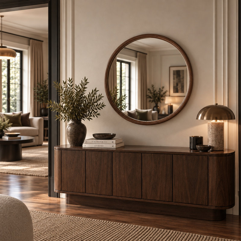 Solid Wood Wall Mirror, 60 cm H x 60 cm W