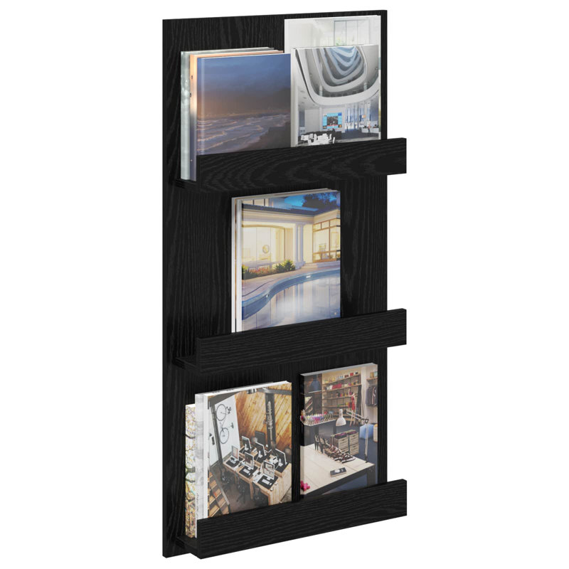 Wood Free Standing Magazine Rack, Black