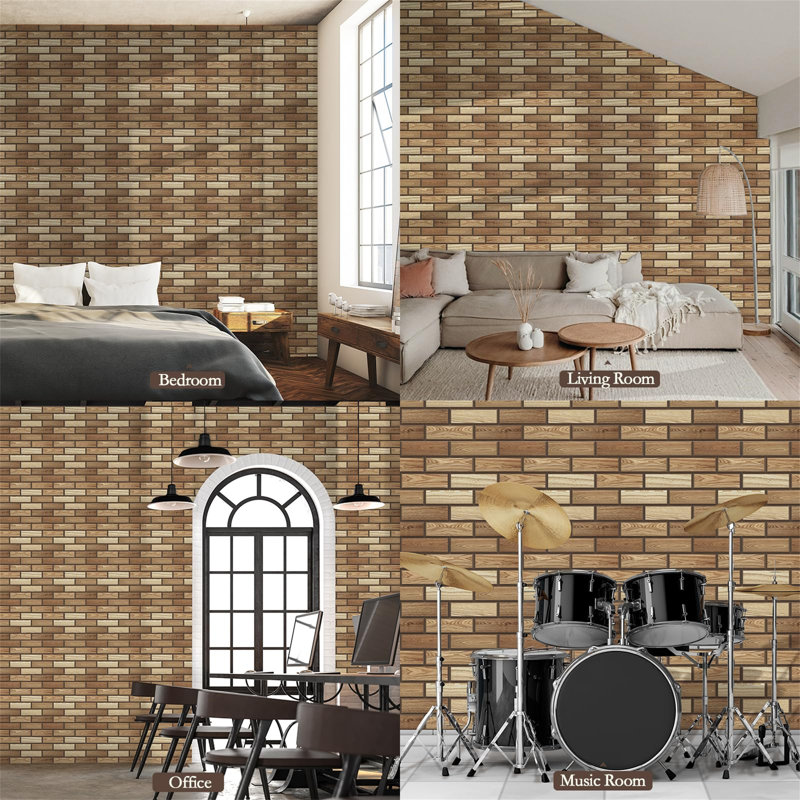 12 Pack Acoustic Panels Self-Adhesive, Brick Sound Proofing Panels, Brown