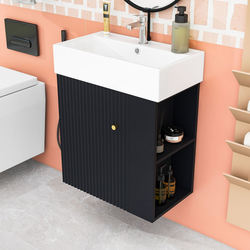 Bathroom Vanity with Ceramic Basin, Black