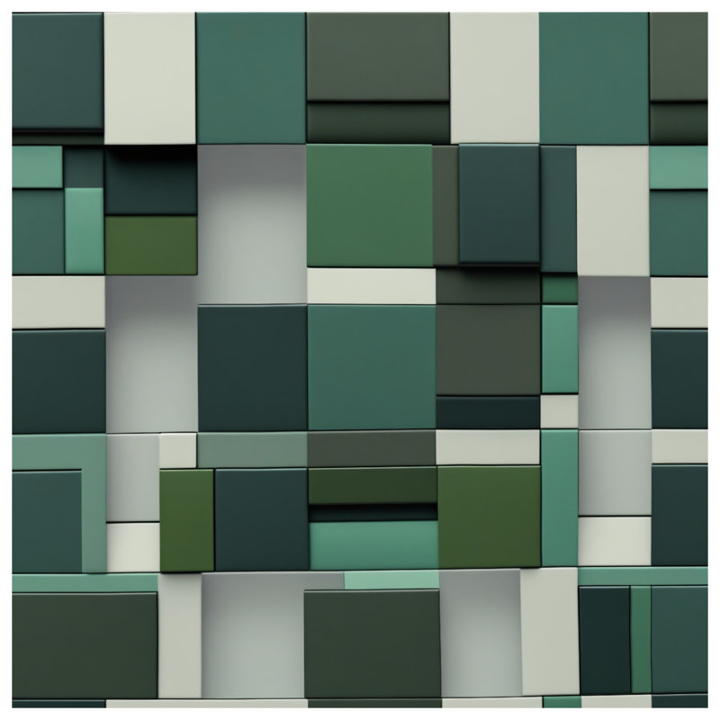 Couvertures de blocs géométriques vertes, 50in W x 60in H