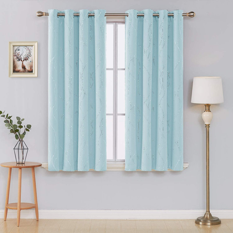 Senath Dotted Line Foil Printed Room Darkening Thermal Curtains, 140cm W x 138cm D, Pink Lavender