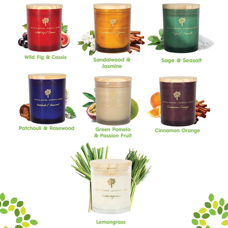 Nicola Spring - 3x Soy Wax Scented Candles - 130g - Sage & Seasalt