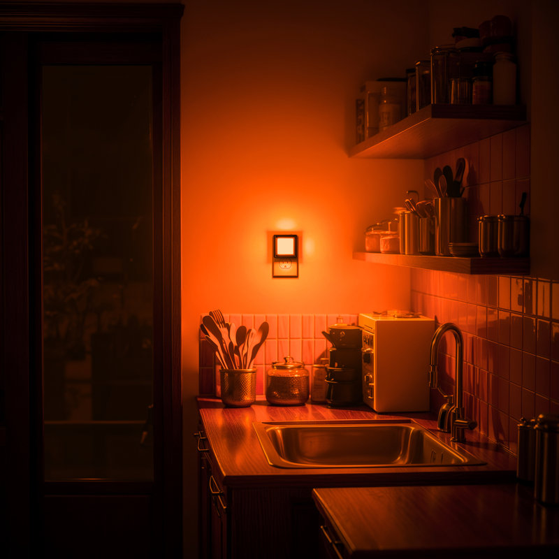 Black Dimmable Orange Glow LED Night Light, Pure Light Sensor, Black Dimmable Orange Glow