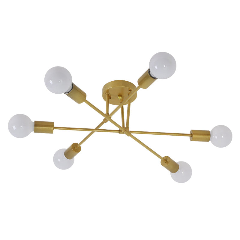 Neppie 6-Lights 60cm Sputnik Semi Flush Mount, Copper