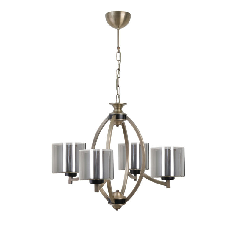 Lustre géométrique à 4 lumières Rivas, Argent, Or