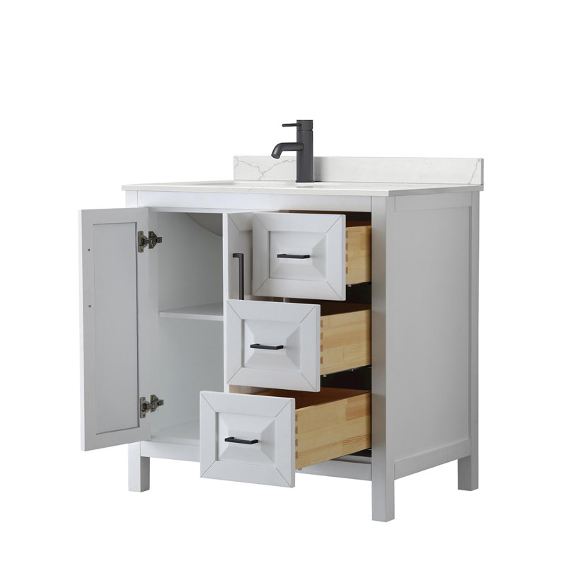Daria 36'' W Vanity, Giotto Quartz, White, Matte Black