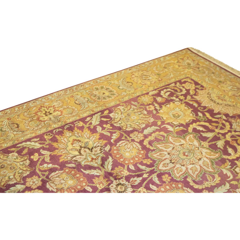 Hand Knotted Wool Oriental Area Rug in Red And Gold