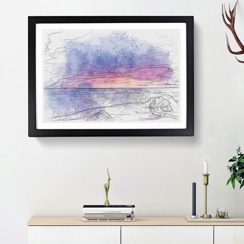 A Beach in Spain in Abstract - Picture Frame Graphic Art Print, 48cm H x 65cm W x 2cm D, Black Framed