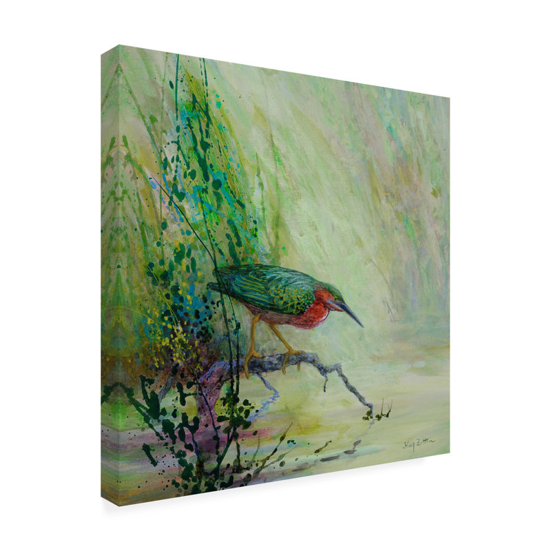 Art sur toile «Bachelor Flitt Zittin Green Heron On The Hunt», H 14 po x l 14 po