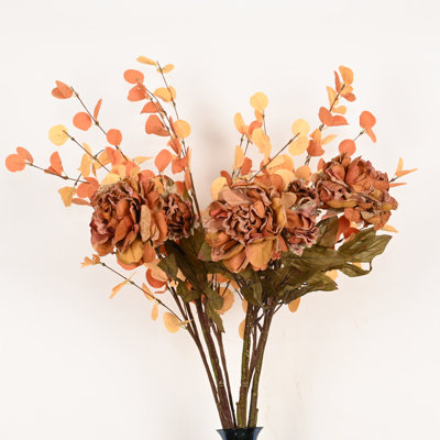 Arrangement floral de pivoines de campagne artificielles pour remplissage de vase, eucalyptus, longue tige, fausse fleur, jour de l'Action de grâce, fête de mariage, table de salle à manger, centre de table