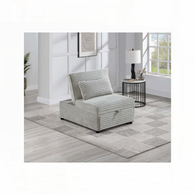 Chaise convertible en velours côtelé sans accoudoirs avec coussin