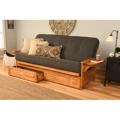 Johnte Full 80" Futon Frame and Mattress with Drawer set