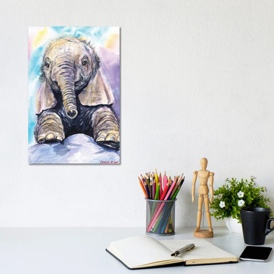 Happy Baby Elephant by George Dyachenko - Wrapped Canvas Print