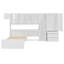 Lit plateforme simple en bois avec bureau, armoire, armoires, tiroirs et tablettes, blanc-1039355084