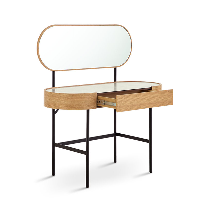 Mossley One Drawer Dressing Table with Mirror, Oak