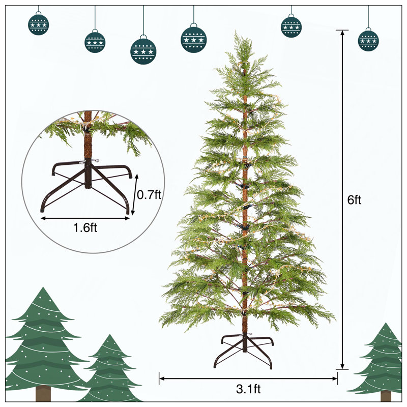 Arbre de Noël artificiel complet avec lumières DEL et support en métal, arbre complet 612 pointes, décoration de Noël