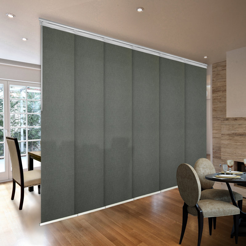 Store vertical semi-diaphane, Blanc / gris, L 130 po x L 94 po