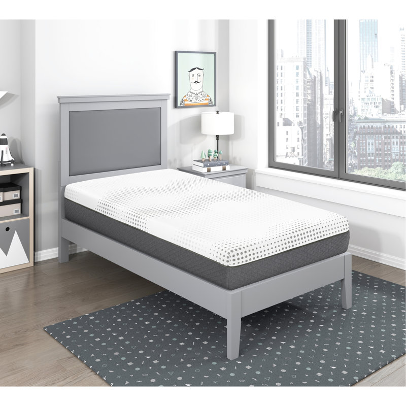 Matelas simple 12 po - Gel de thé - Mousse à mémoire de forme et ressorts ensachés pour une nuit de sommeil reposante avec une nuit sereine dans la chambre