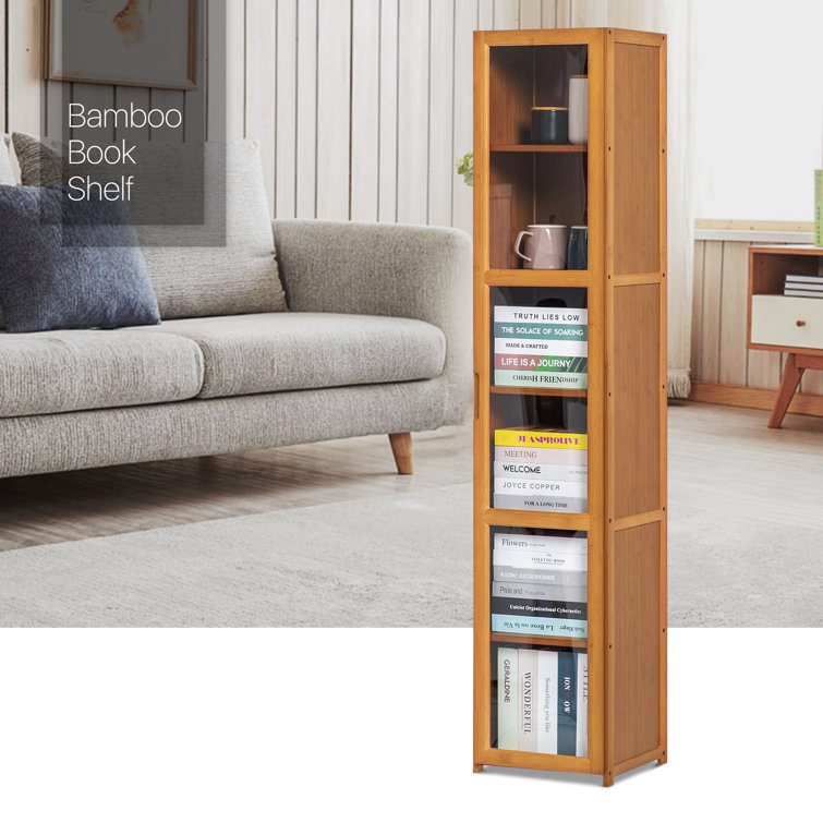 Bookshelf, 6-Tier Bamboo Adjustable 63.4” Tall Bookcase Book Shelf