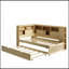 Lit de jour en bois avec tablettes de rangement, USB et lit gigogne