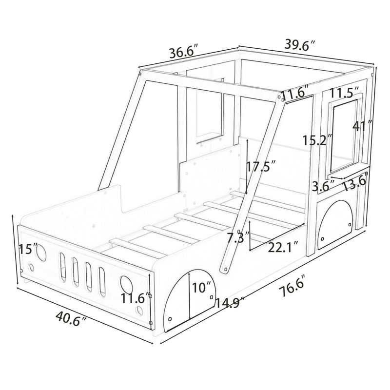 Wood Twin Car Shaped Platform Bed for Boys,Girls and Teens