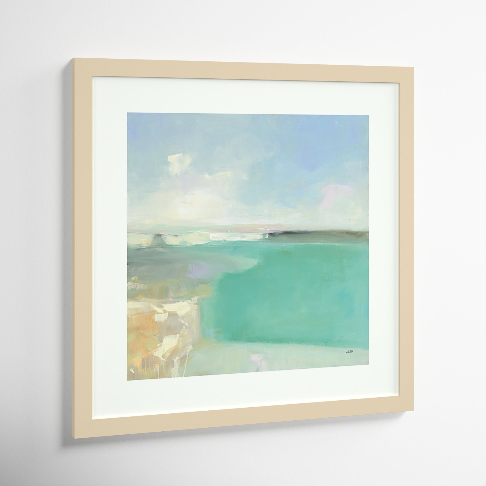 Summer Coastline by Julia Purinton, Natural Framed Paper, 25" H x 25" W
