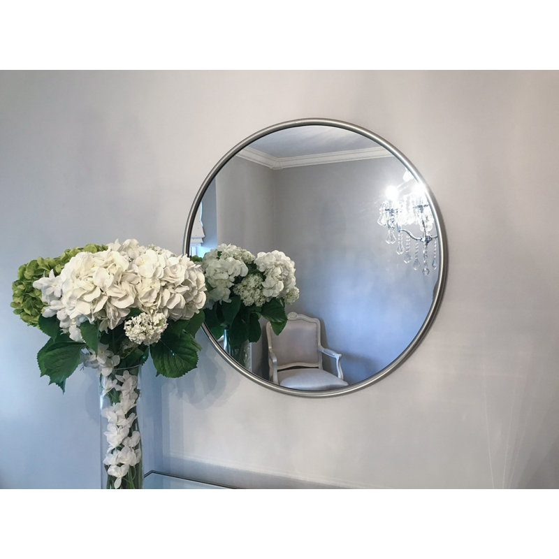 Briyonna Metal Flat Wall Mirror, 100cm H x 100cm W, Silver