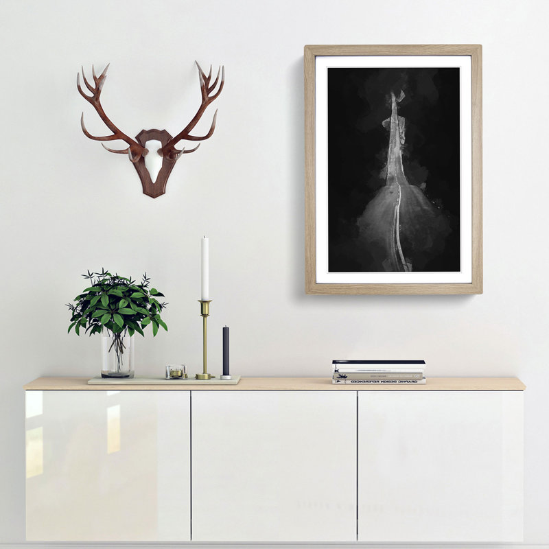 Road to Somewhere in Abstract - Picture Frame Graphic Art Print, 76cm H x 50cm W x 2cm D, Oak