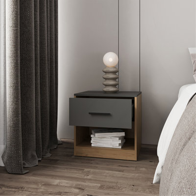 Table de chevet Kemp Mill, gris mat / Macadamia