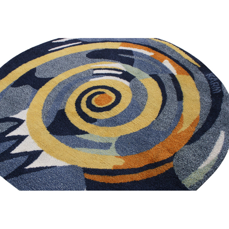 Scandinavian Hand Knotted Wool Abstract Area Rug, Rectangle 13' x 19'