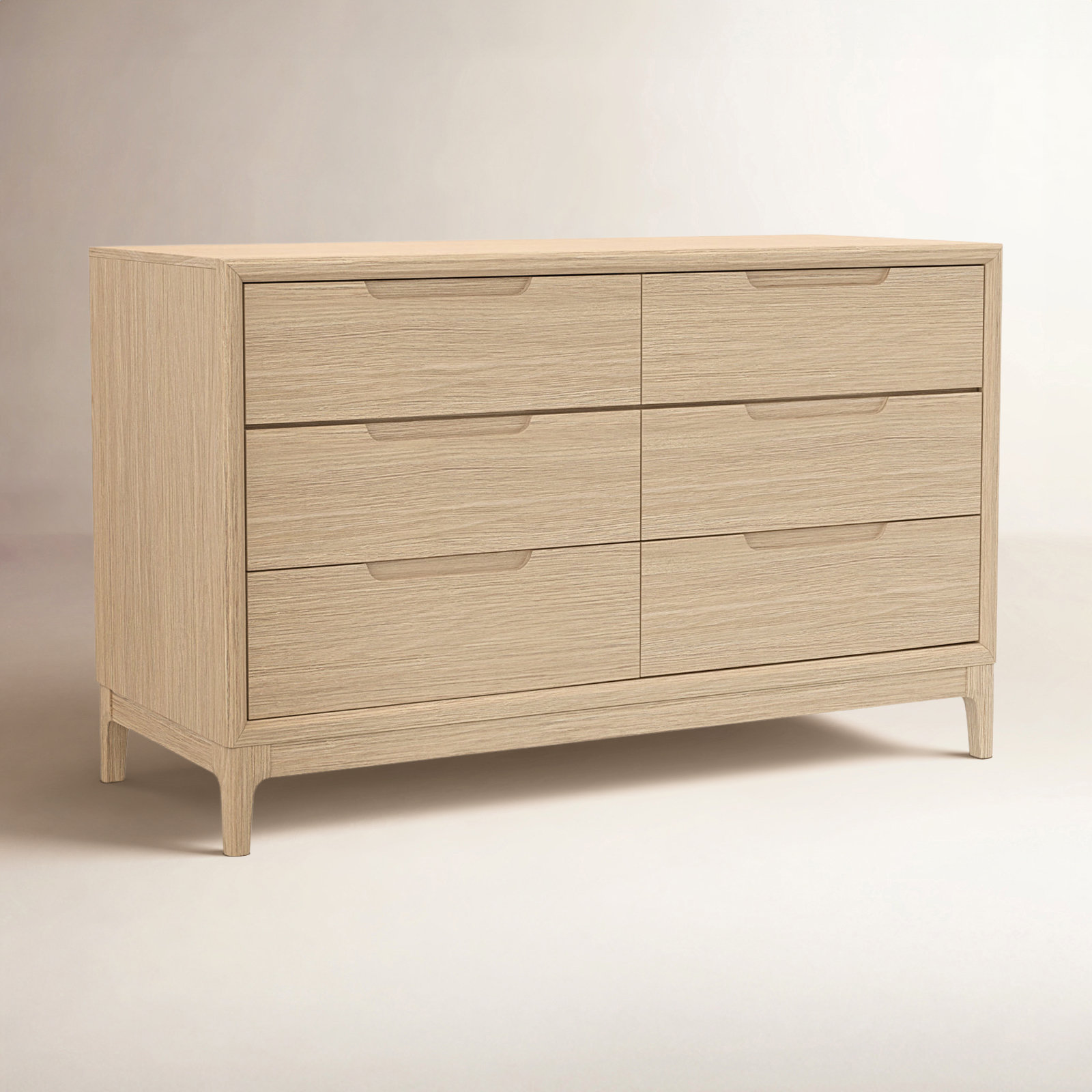 60" 6-Drawer Double Dresser, Light Oak